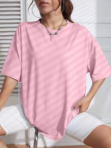 SHEIN EZwear 素色落肩T恤
