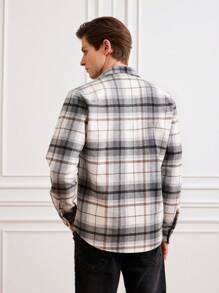 RueChic Men Plaid Print Button Front Shacket - Multicolor - View 2