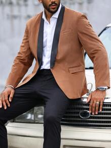 Manfinity Mode Men 1pc Shawl Collar Blazer - Coffee Brown - View 1