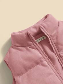 Baby Girl 1pc Zipper Front Vest Padded Coat,In Fall/Winter - Dusty Pink - View 3