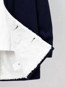 SHEIN Tween Boy Dual Pocket Teddy Lined Hooded Overcoat - Blue - View 6