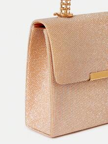 SHEIN Belle de mujeres unicolor con diseño metal vuelta Funda cuadrado Bolso de mano - Champán - Ver 6