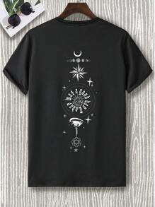 Manfinity Hypemode Men Sun & Moon Print Tee - Black - View 3