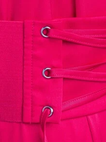 Hauture Plus Corset Wide Leg Satin Jumpsuit - Hot Pink - View 7