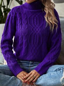 Knit Mix Elegante suéter holgado de cuello alto de punto para mujer, suéter informal de manga larga versátil con patrones disponibles para Navidad, Acción de Gracias, Año Nuevo y vuelta al colegio en otoño, ideal para primavera, otoño e invierno