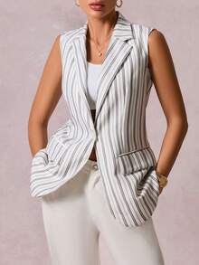 SHEIN Clasi In sọc Áo khoác Vest Áo vest - Nhiều màu - Xem 4