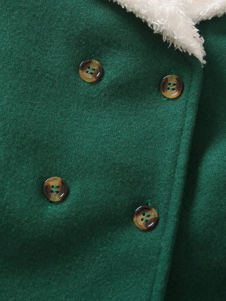 Baby Girl Borg Collar Double Breasted Belted Overcoat