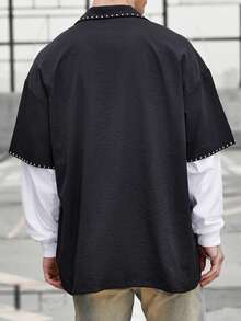 Manfinity EMRG Men Contrast Trim Pocket Patched Shirt - Black - View 2