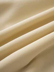 SHEIN EZwear Chất rắn Túi kangaroo Hoodie - Màu be - Xem 4