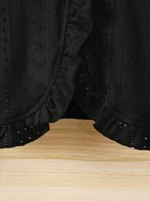 Strickjacke für Kleine Mädchen mit durchbrochener Hohlmuster Stoff, Rüschenabschluss, süßer und cooler Stil und elegant, geeignet für Frühling und Herbst, draußen und verschiedene Anlässe