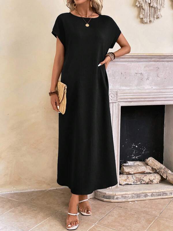 EMERY ROSE Solid Batwing Sleeve Tunic Summer Dress,Summer Dresses
Spring Clothes