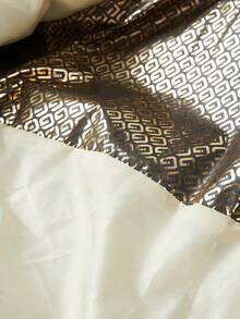 男士满版印花拉链夹棉大衣 - 卡其色 - 查看 9