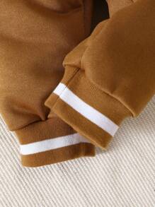 Baby Boy Colorblock Striped Trim Varsity Jacket & Sweatpants - Brown - View 7