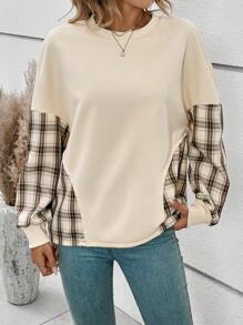 SHEIN LUNE Plaid Print Drop Shoulder Sweatshirt - Multicolor - View 6