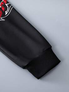 SHEIN 男小童字母圖案飛行員夾克和運動褲無連帽衫 - 藍色 - 查看 4