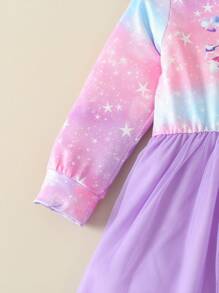 女婴扎染爱心印花卫衣连衣裙 - 彩色 - 查看 4