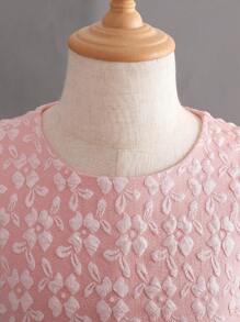 Cô gái Tween Nơ Đèn treo tường Lưới Hem Đầm Party - Hồng - Xem 5