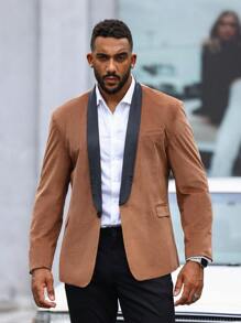 Manfinity Mode Men 1pc Shawl Collar Blazer - Coffee Brown - View 3