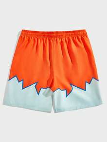 ROMWE MEN Street Life 男士字母圖形拼接束口腰短褲 - 彩色 - 查看 2