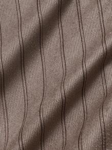 Manfinity Mode Men Striped Print Lapel Neck Blazer Without Tee - Coffee Brown - View 3