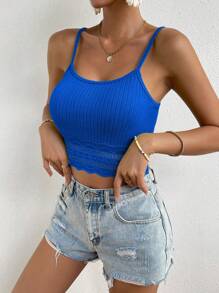 Chiquease Contrast Lace Cami Top - Royal Blue - View 3