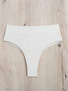 Swim SXY Summer Beach Plain Ruched Bikini Bottom - White - View 7