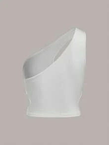 SHEIN ICON 單肩鏤空短款上衣 - 白色 - 查看 2