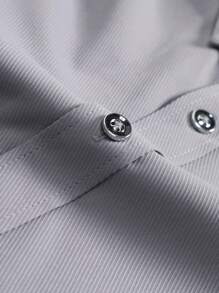 Calvornis Hombres Camisa unicolor con botón - Gris Claro - Ver 3