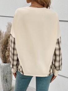 SHEIN LUNE Plaid Print Drop Shoulder Sweatshirt - Multicolor - View 2