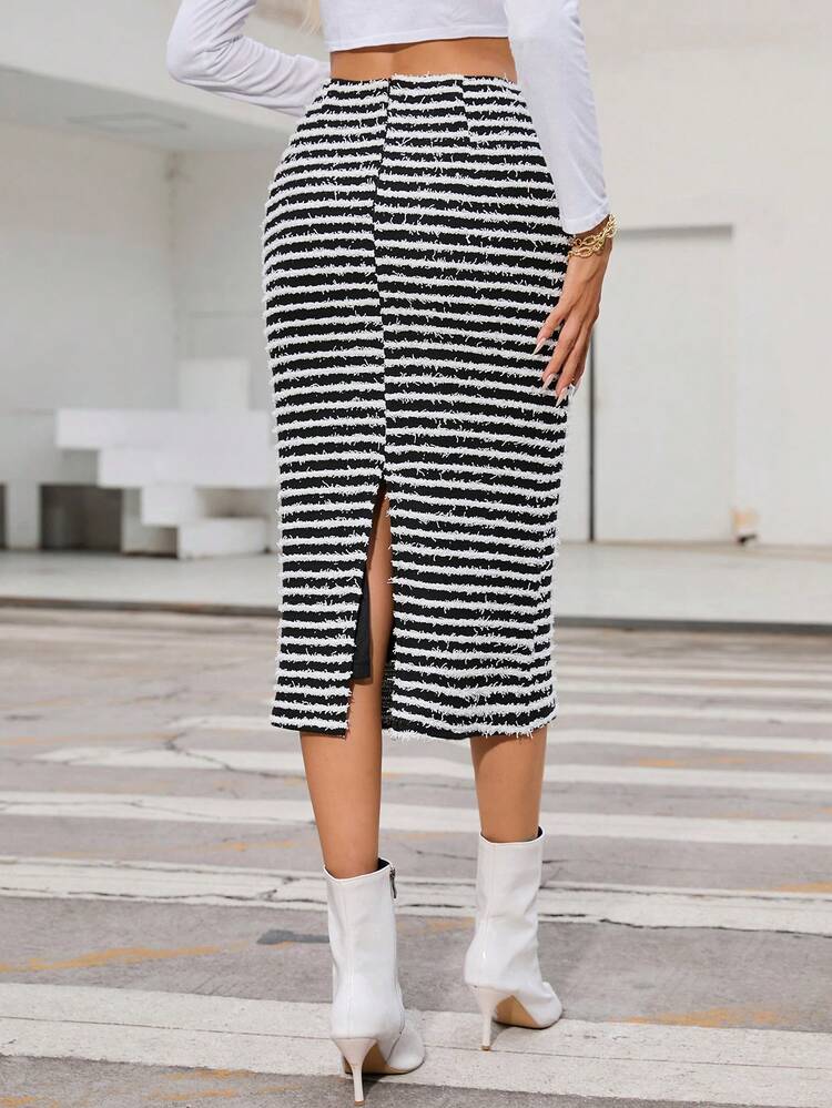 Striped Print Straight Skirt
