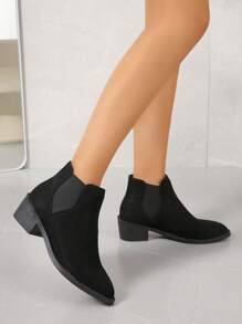 Women's Fashionable Fall And Winter Outfit Casual Ankle Boots - Black - View 2