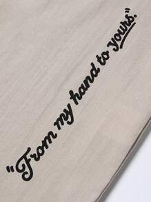 Men Letter Patched Detail Tee - Khaki - View 6