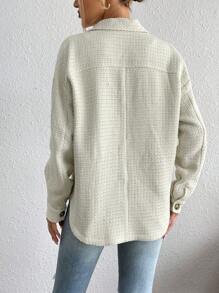 SHEIN Essnce Flap Pocket Drop Shoulder Coat - White - View 2