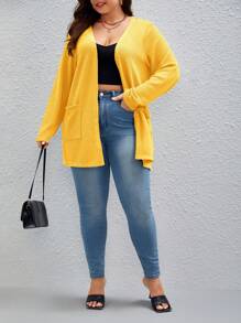 SHEIN Essnce Plus Dual Pocket Open Front Coat