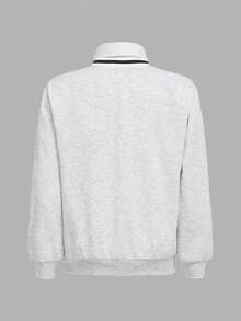 SHEIN 男大童字母圖案二合一套頭衫 - 淺灰色 - 查看 2