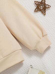 SHEIN Tween Girl Slogan Graphic Hooded Sweatshirt - Apricot - View 7