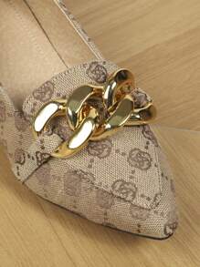 Fall/Winter 2025 Pointed Toe High Heel Pump With Chain Decorative Pattern, Elegant,Elegant