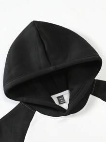 Manfinity Homme Men Letter Graphic Raglan Sleeve Hoodie - Black and White - View 3