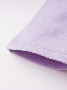 Bebé niña Pantalones con camiseta unicolor bajo con fruncido - Morado - Ver 6