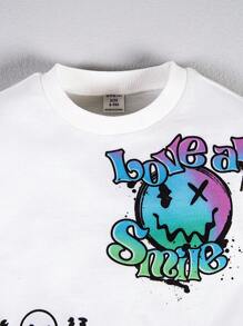 Baby Boy Cartoon & Letter Graphic Sweatshirt & Sweatpants - White - View 4