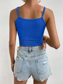 Chiquease Contrast Lace Cami Top - Royal Blue - View 2