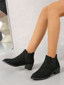 Women's Fashionable Fall And Winter Outfit Casual Ankle Boots - Black - View 1