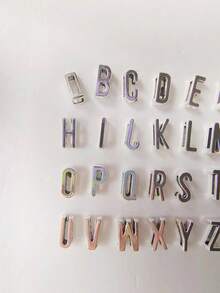 ROMWE 100 piezas Encantos con letras - Plateado - Ver 3