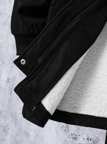 Tween Boy Teddy Lined Fuzzy Trim Hooded Coat