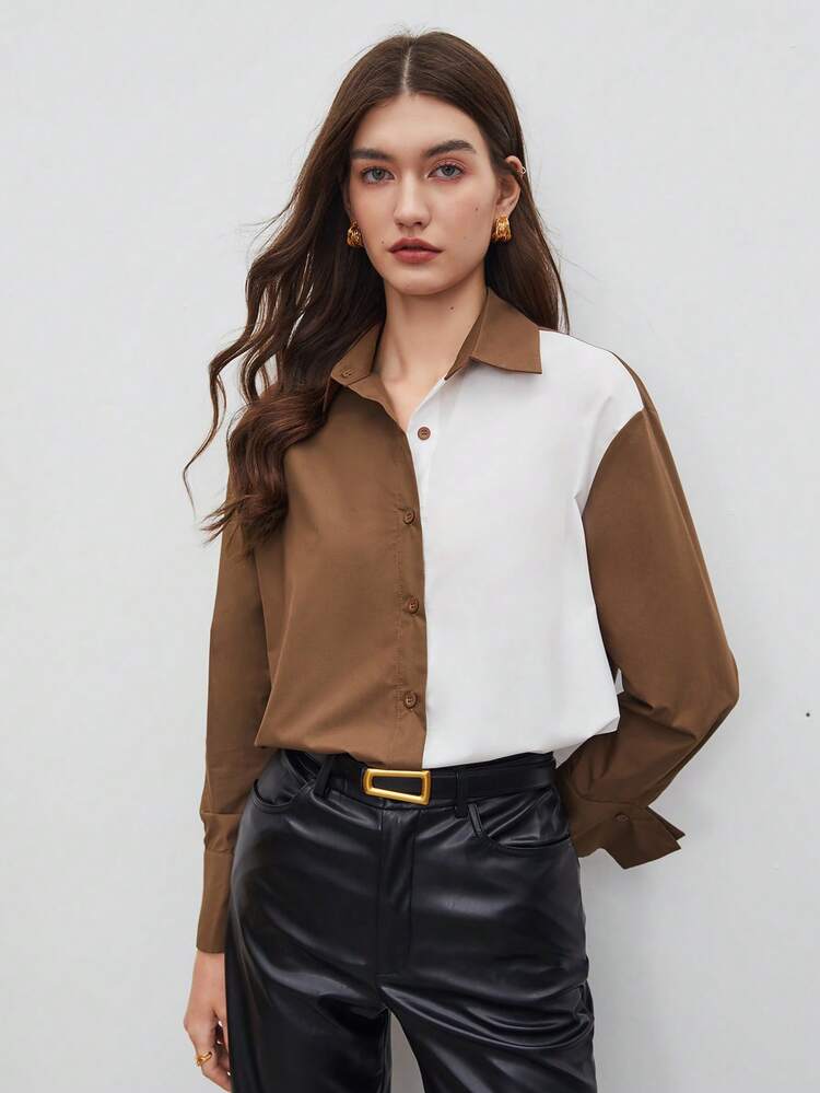 Two Tone Button Front Shirt