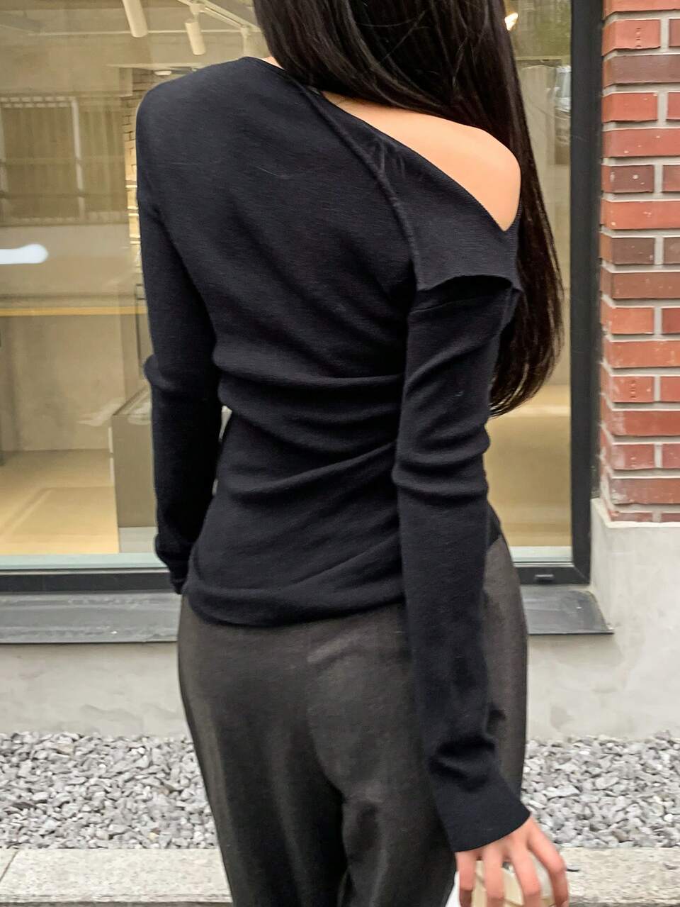 Solid Asymmetrical Neck Ruched Side Sweater,Fall Clothes