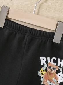 SHEIN Baby Boy Bear And Letter Graphic Sweatshirt & Sweatpants - Black - View 7