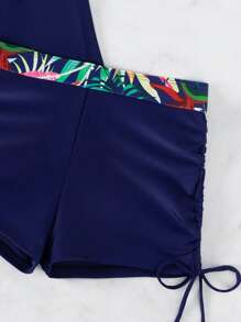 Swim Lushoire 夏季沙灘熱帶印花束腰坦克泳衣