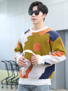 Manfinity Hypemode Men Color Block Drop Shoulder Sweater - Multicolor - View 1