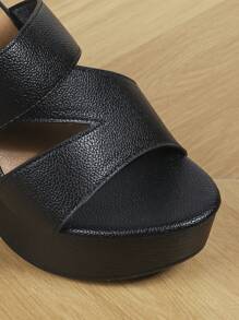 2023 Đen Thanh lịch Ngoài trời Buổi tiệc Gót nhọn Không thấm nước Nền tảng Thời trang Dép xăng đan Đối với phụ nữ In Mùa hè - màu đen - Xem 5